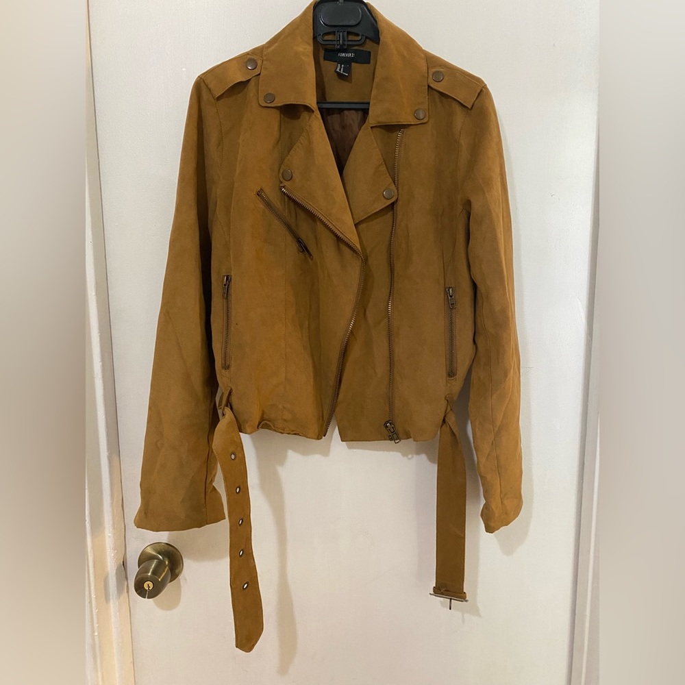 F21 Tan Suede Leather Jacket
